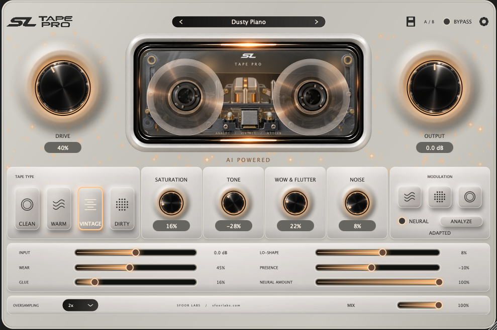 SL Tape Pro plugin interface