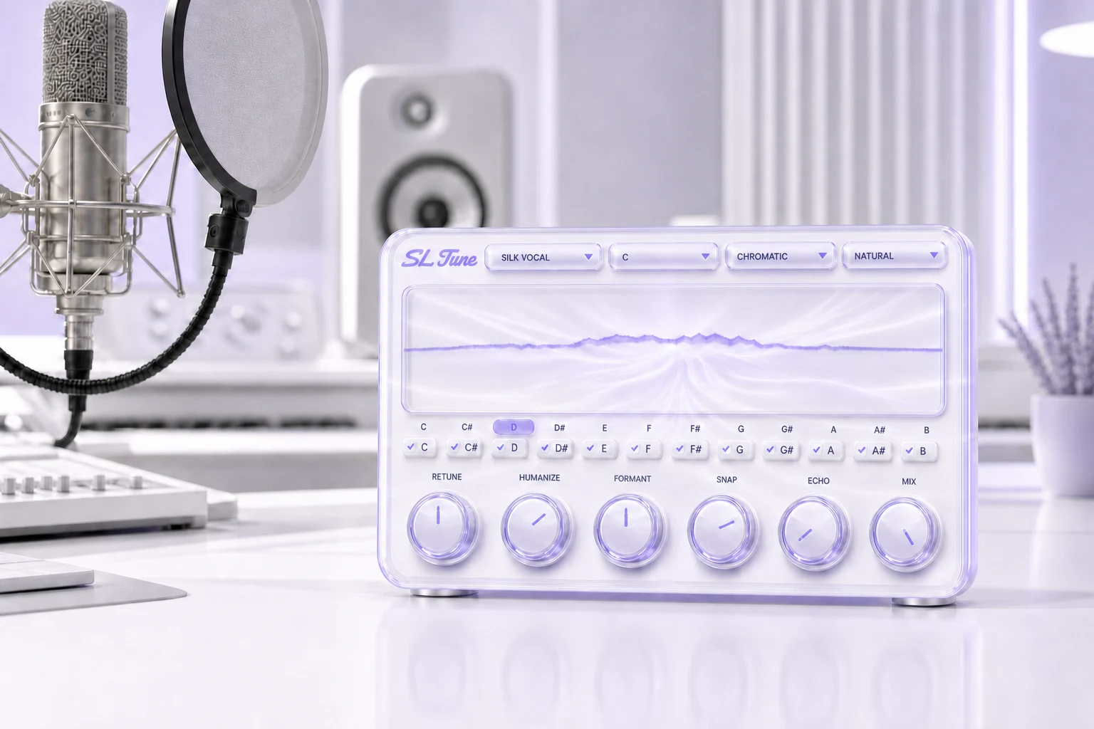SL Tune pitch correction plugin in a bright vocal studio