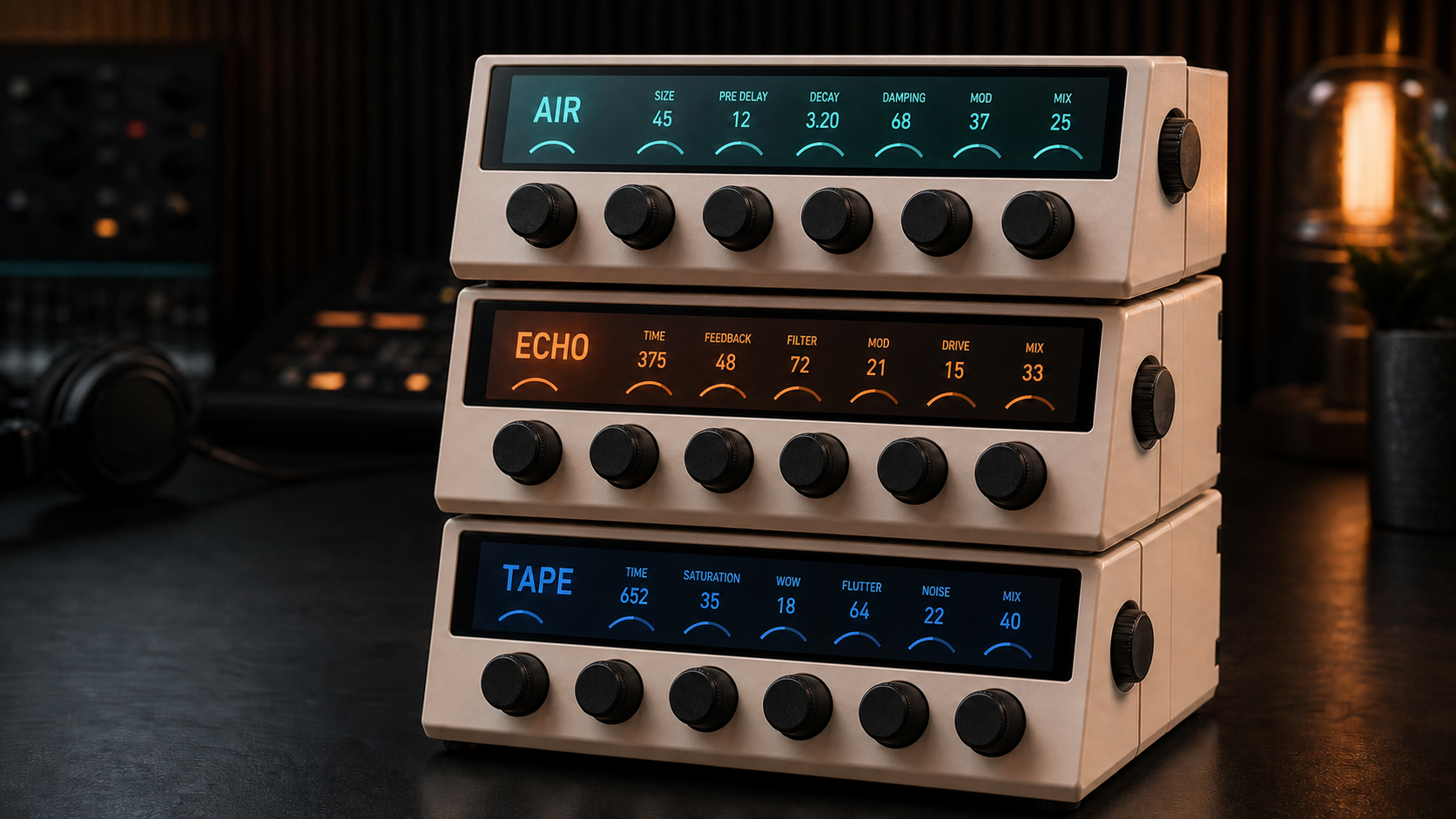 Three identical Sfoor controllers running Air, Echo and Tape modes