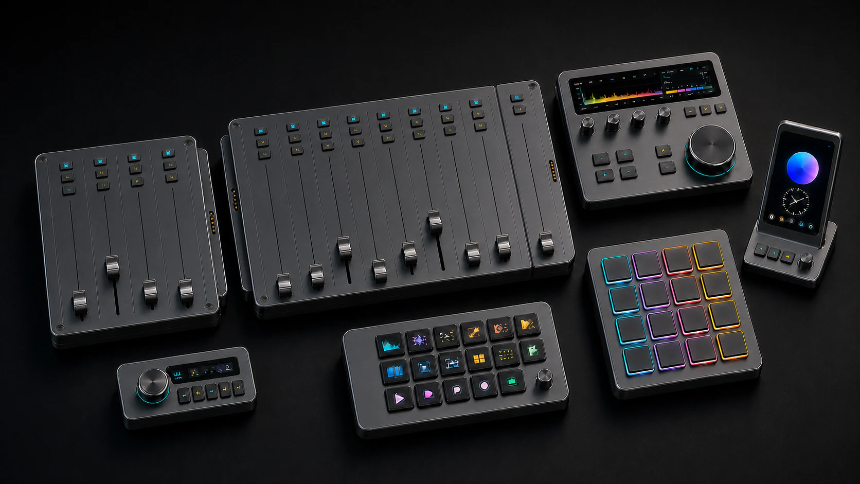 TACTRA product family with compact motorized touch faders and creator control surfaces